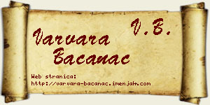 Varvara Bačanac vizit kartica